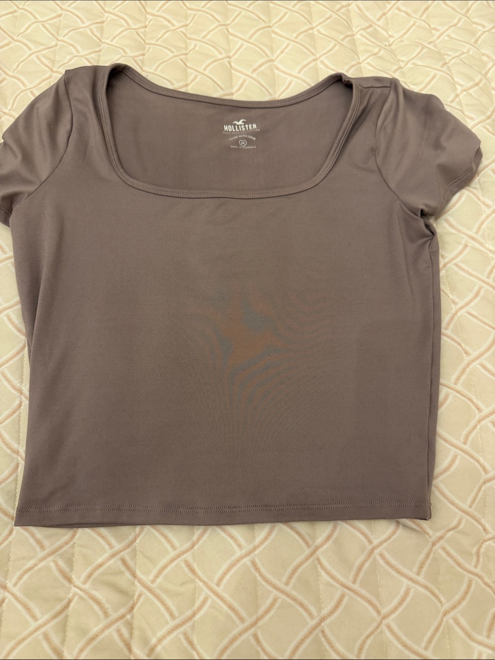 Hollister Women's Square Neck Crop Top - Taupe Brown